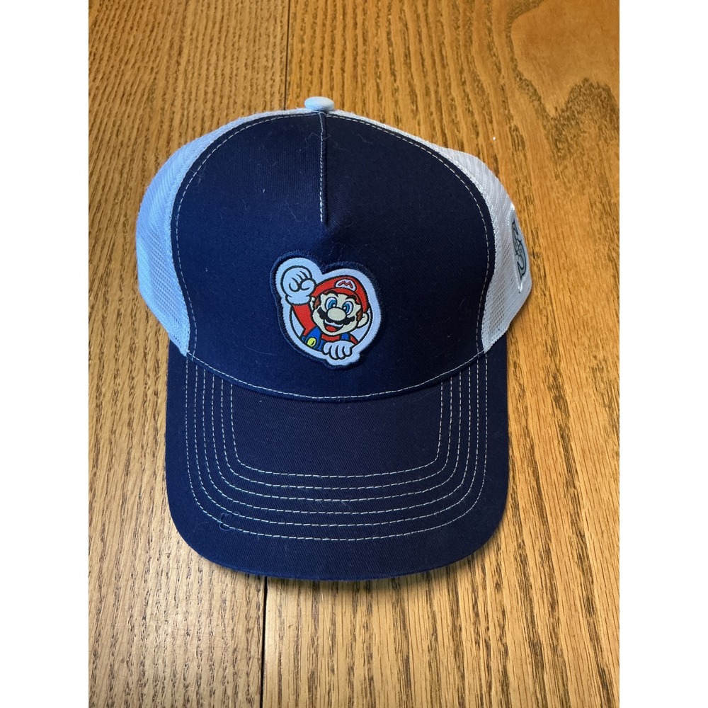 Nintendo Super Mario Seattle Mariners Trucker Hat Navy Blue White Snapback Cap